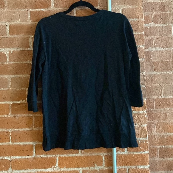 Wilt Shrunken 3/4 Sleeve Mock Layer Ribbed Hem Tee, black - Picture 2 of 9